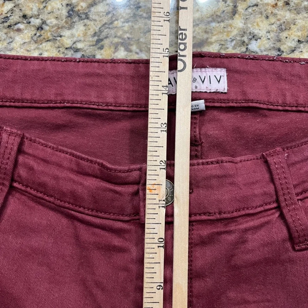 Ava & Viv Womens 18W Burgundy Skinny Jeans Maroon Stretch Twill Pants
